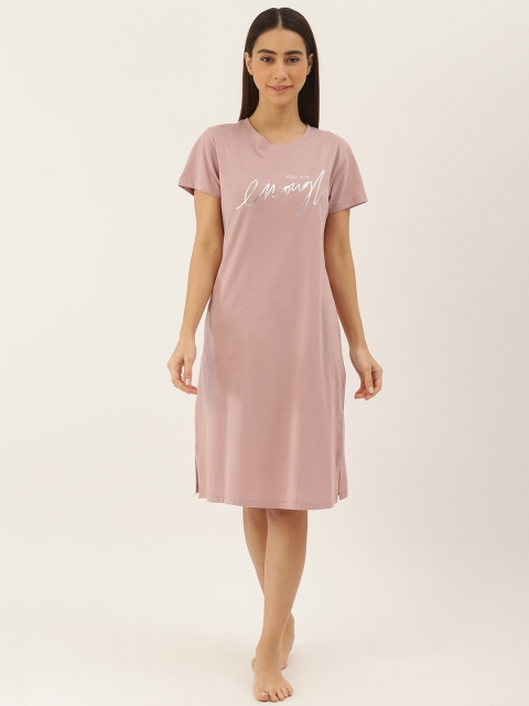 

Sweet Dreams Pink Typography Printed Pure Cotton Nightdress