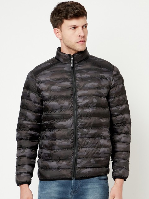 

METTLE Men Black Camouflage Puffer Jacket