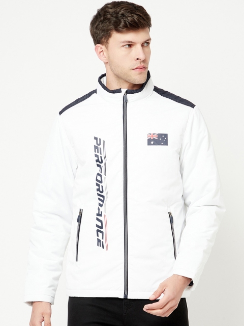 

METTLE Men White Padded Jacket with Embroidered