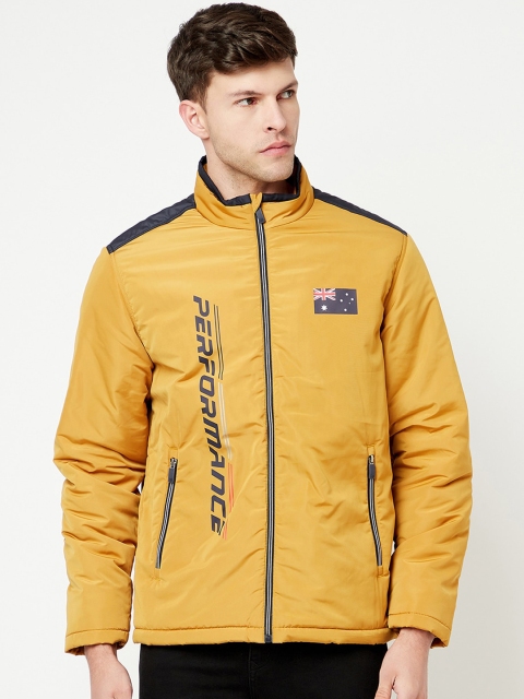 

METTLE Men Yellow Padded Jacket with Embroidered