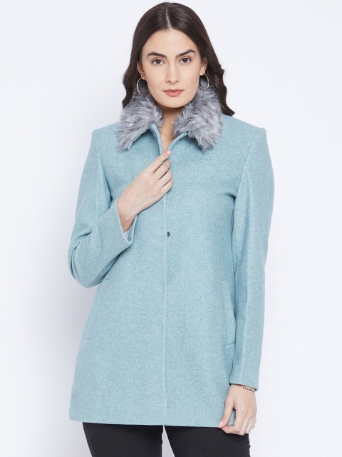 

CAMLA Women Blue Solid Trench Coat