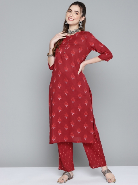 

HERE&NOW Women Red Ethnic Motifs Printed Kurta with Palazzos