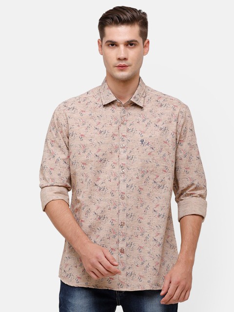 

Swiss Club Men Khaki Slim Fit Floral Printed Casual Shirt