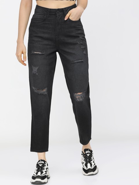 

Tokyo Talkies Women Black Mildly Distressed Light Fade Stretchable Jeans