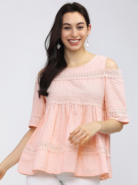 

Tokyo Talkies Peach-Coloured & fairy tale Empire Top