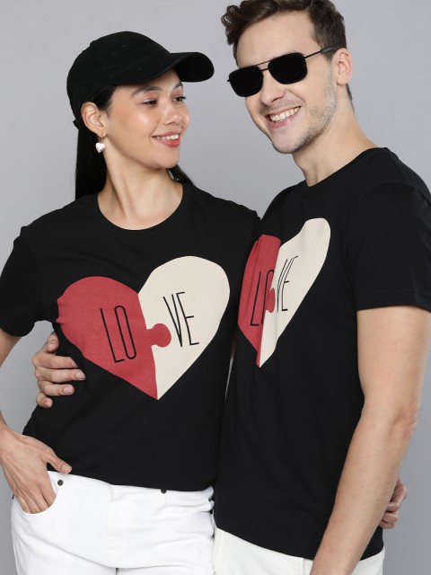 

HERE&NOW Unisex Black Graphical Printed Casual T-shirt