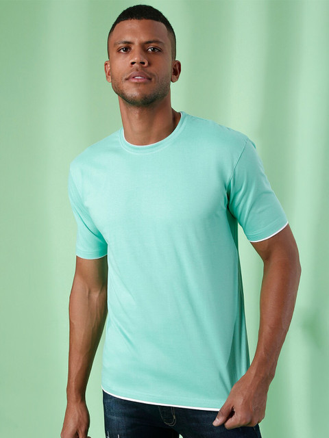 

Campus Sutra Men Sea Green Extended Sleeves Pockets Outdoor T-shirt
