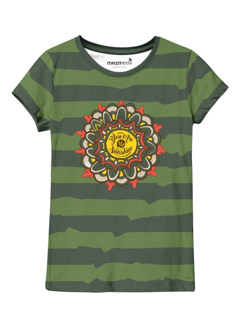 

mezmoda Girls Green Striped T-shirt