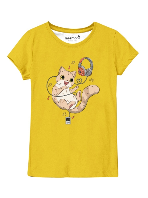 

mezmoda Girls Yellow Printed T-shirt