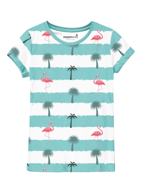 

mezmoda Girls Green Striped Pockets T-shirt