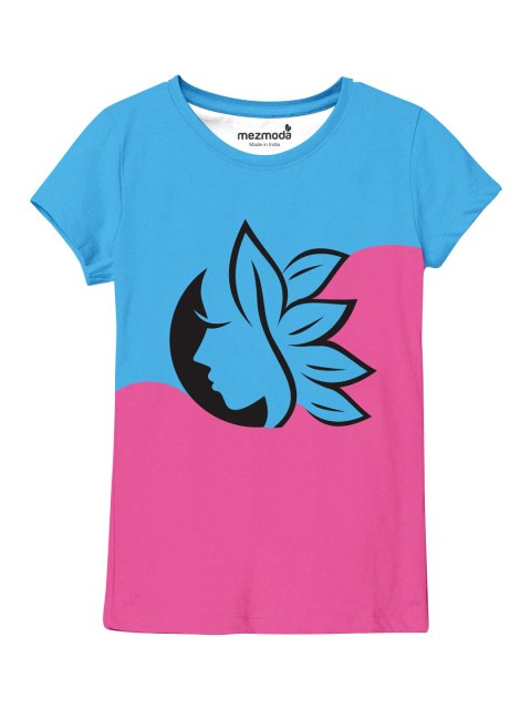 

mezmoda Girls Pink Printed Raw Edge T-shirt