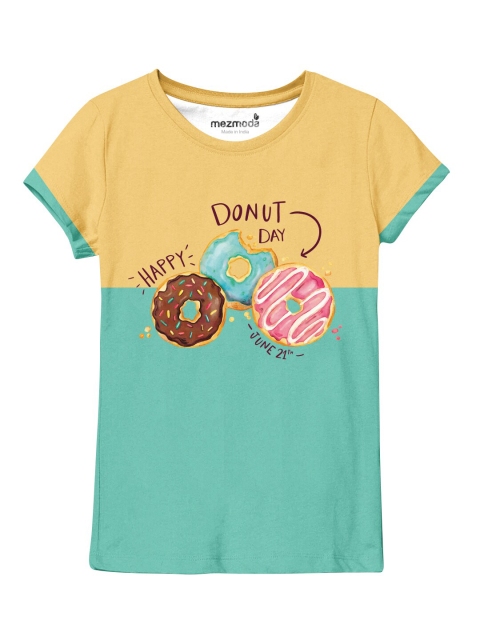 

mezmoda Girls Green Printed Applique T-shirt