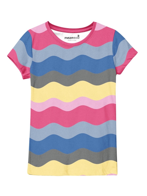 

mezmoda Girls Multicoloured Striped Pockets T-shirt, Multi