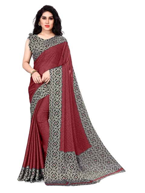 

KALINI Maroon Ethnic Motifs Printed Chiffon Saree