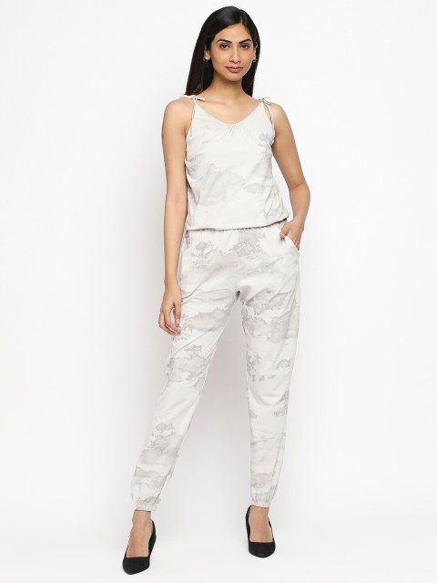 

effy Women Grey Printed Organic Cotton Jumpsuit