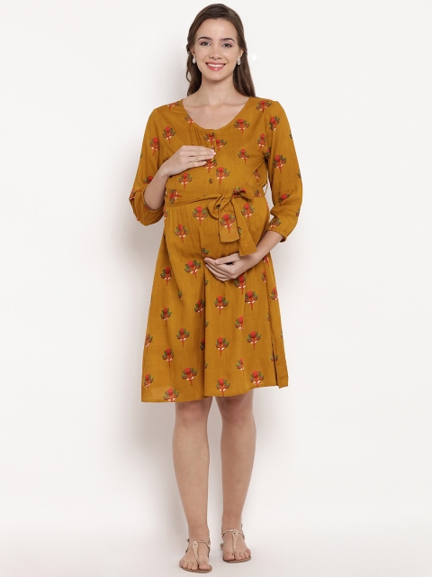 

Mine4Nine Yellow Floral Maternity Dress