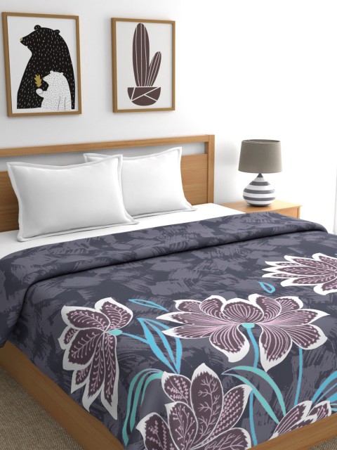 

Raymond Home Grey Floral Printed Mild Winter 400 GSM Double Bed Blanket