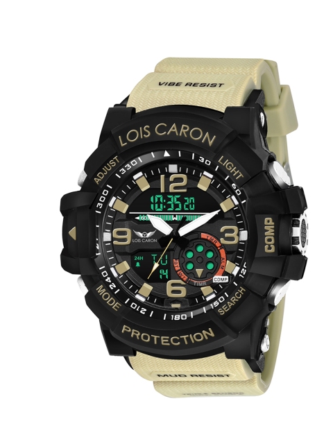 

LOIS CARON Unisex Black Dial & Beige Straps Analogue and Digital Watch MLC-1018