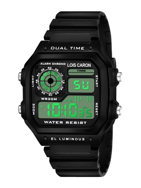

LOIS CARON Unisex Black Dial & Black Straps Digital Watch MLC-1013