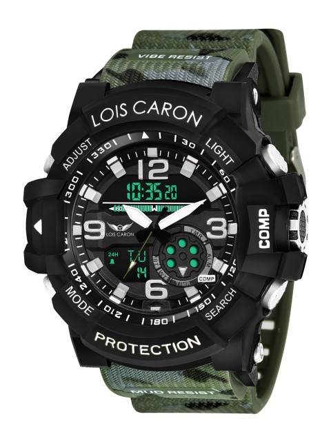 

LOIS CARON Unisex Black Dial & Multicoloured Straps Analogue and Digital Watch MLC-1017, Multi