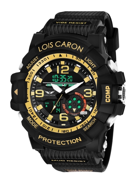

LOIS CARON Unisex Black Dial & Black Straps Analogue and Digital Watch MLC-1016