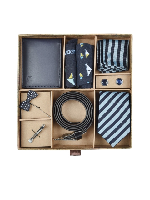 

Blacksmith Men Blue & White Printed Accessory Gift Set