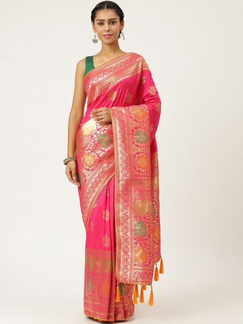 

KARAGIRI Red & Gold-Toned Woven Design Banarasi Saree
