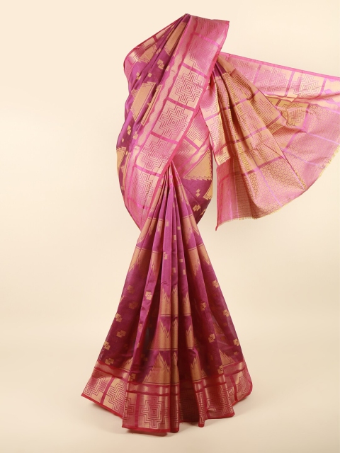 

Pothys Violet & Gold-Toned Woven Design Saree