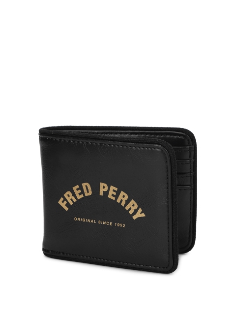 

Fred Perry Men Black Printed Leather Two Fold Wallet