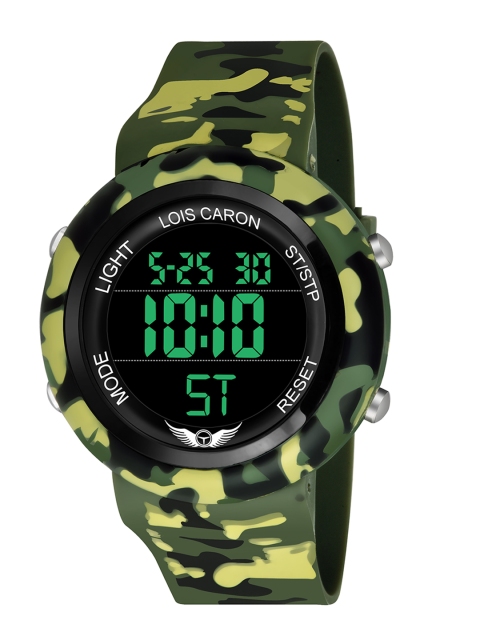 

LOIS CARON Unisex Black Dial & Multicoloured Straps Digital Watch MSW-1019, Green