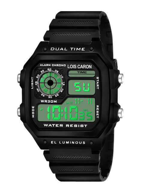 

LOIS CARON Unisex Black Dial & Black Straps Digital Watch MSW-1013