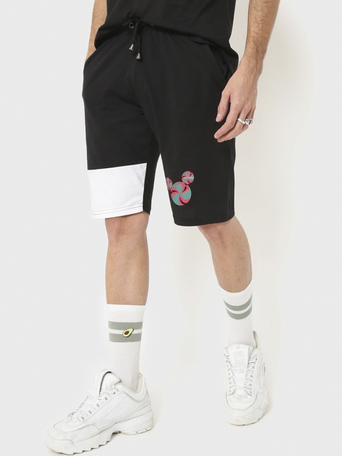 

Bewakoof Men Black Mickey Mouse Printed Pure Cotton Shorts