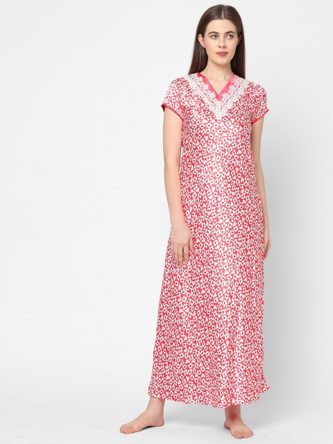 

Sweet Dreams Red & White Printed Satin Maxi Nightdress