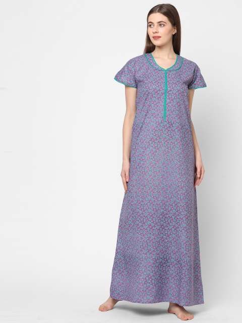 

Sweet Dreams Purple Printed Maxi Nightdress