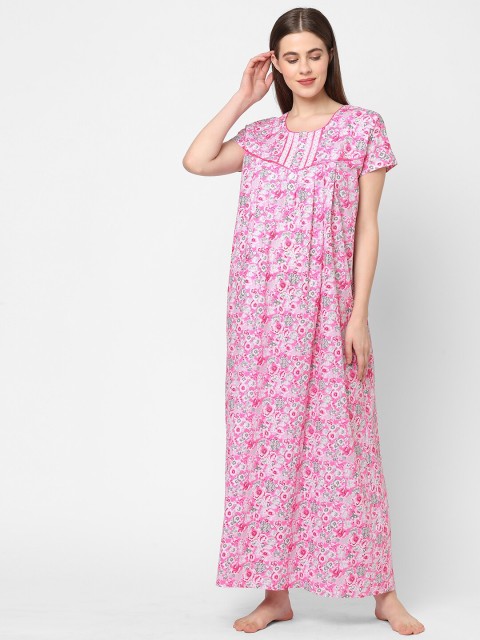 

Sweet Dreams Pink & Grey Floral Printed Maxi Nightdress