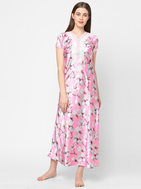 

Sweet Dreams Pink & Grey Floral Printed Maxi Nightdress