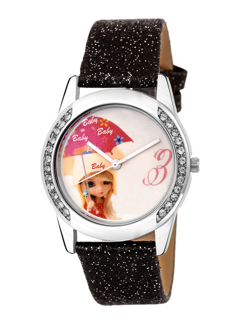 

Kool Kidz Unisex Kids Multicoloured Printed Dial & Black Leather Bracelet Style Straps Analogue Watch KOOL