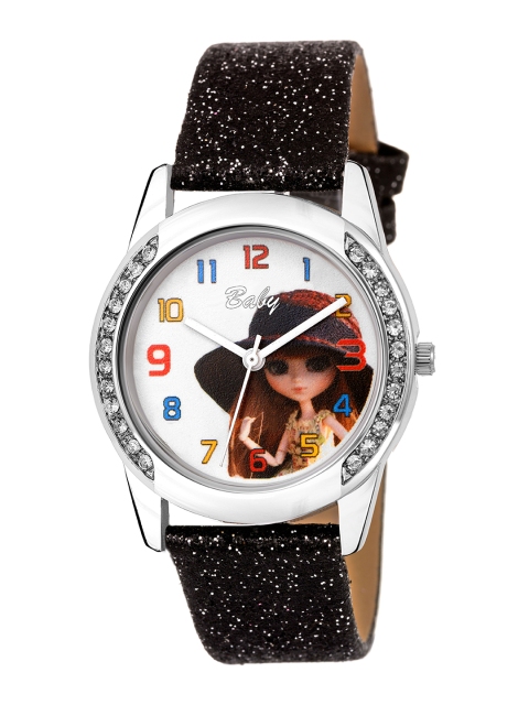 

Kool Kidz Unisex Kids Multicoloured Printed Dial & Black Leather Bracelet Style Straps Analogue Watch KOOL