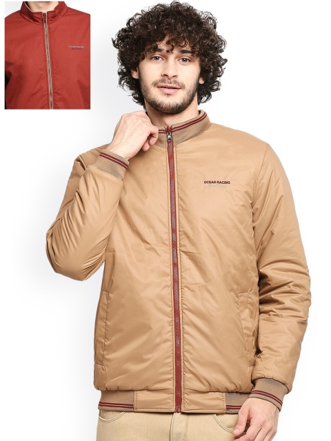 

Zeel Men Red Lightweight Longline Bomber Jacket