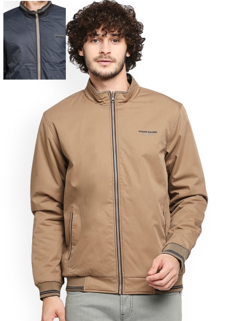 

Zeel Men Coffee Brown Lightweight Longline Bomber Jacket