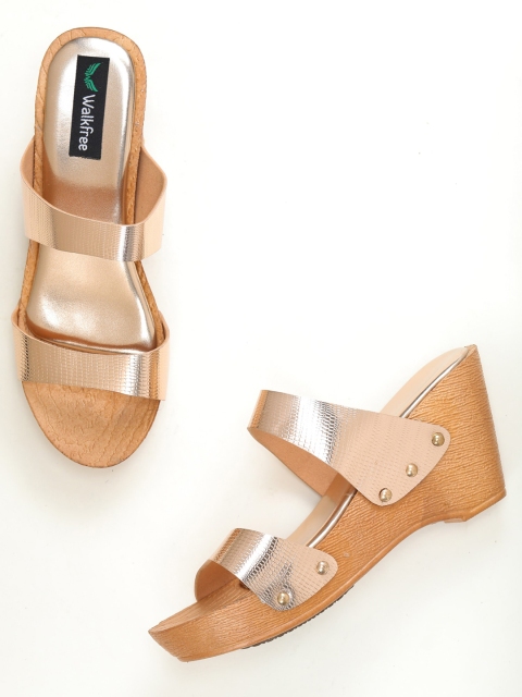 

Walkfree Pink Textured Wedge Sandals with Buckles