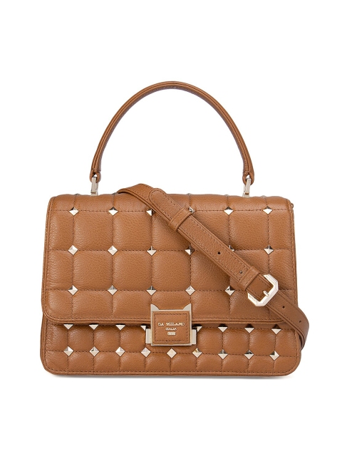 

Da Milano Brown Embellished Structured Handheld Bag With Quilted
