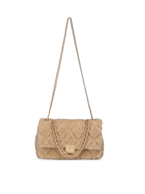 

Da Milano Beige Self Design Leather Structured Sling Bag