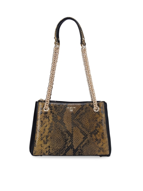 

Da Milano Brown Animal Textured Leather Structured Shoulder Bag