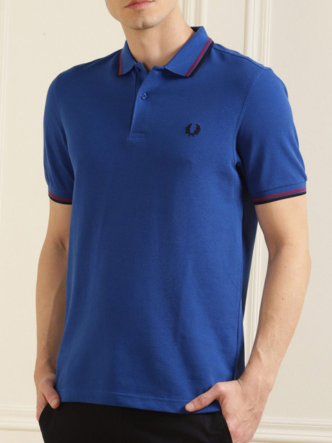 

Fred Perry Men Blue Solid Polo Collar T-shirt