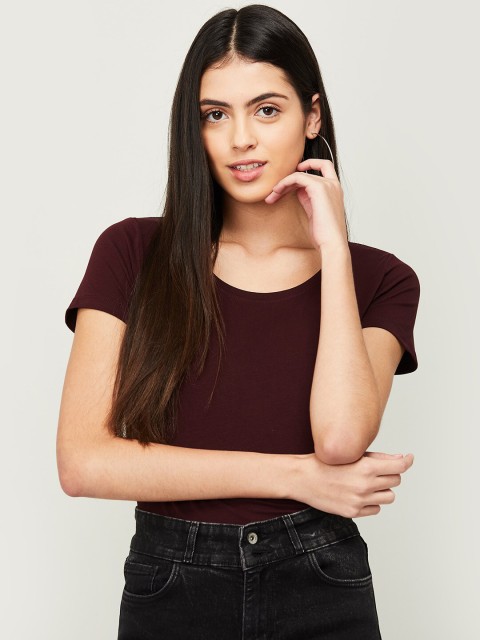 

Ginger by Lifestyle Women Maroon Solid Top