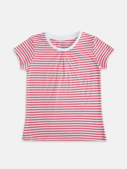 

Pantaloons Junior Girls Red & White Striped Round Neck T-shirt