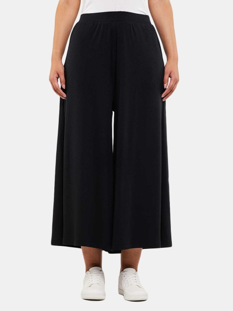 

BLUEAGE Women Black Solid Wide Leg Palazzo