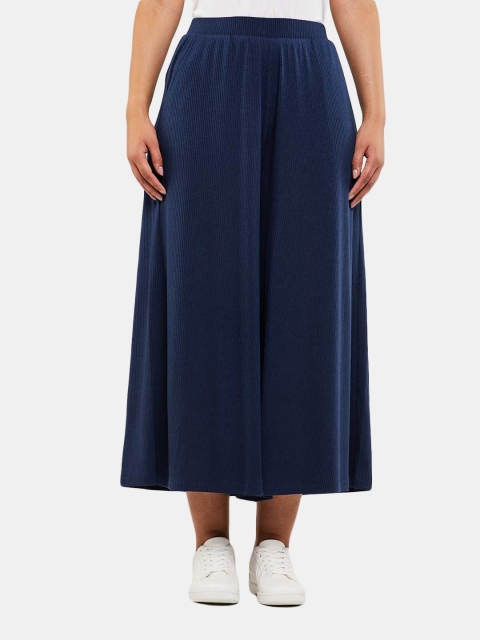 

BLUEAGE Women Blue Solid Wide Leg Palazzo