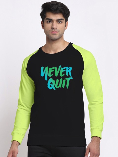

Friskers Men Black & Lime Green Printed Sweatshirt